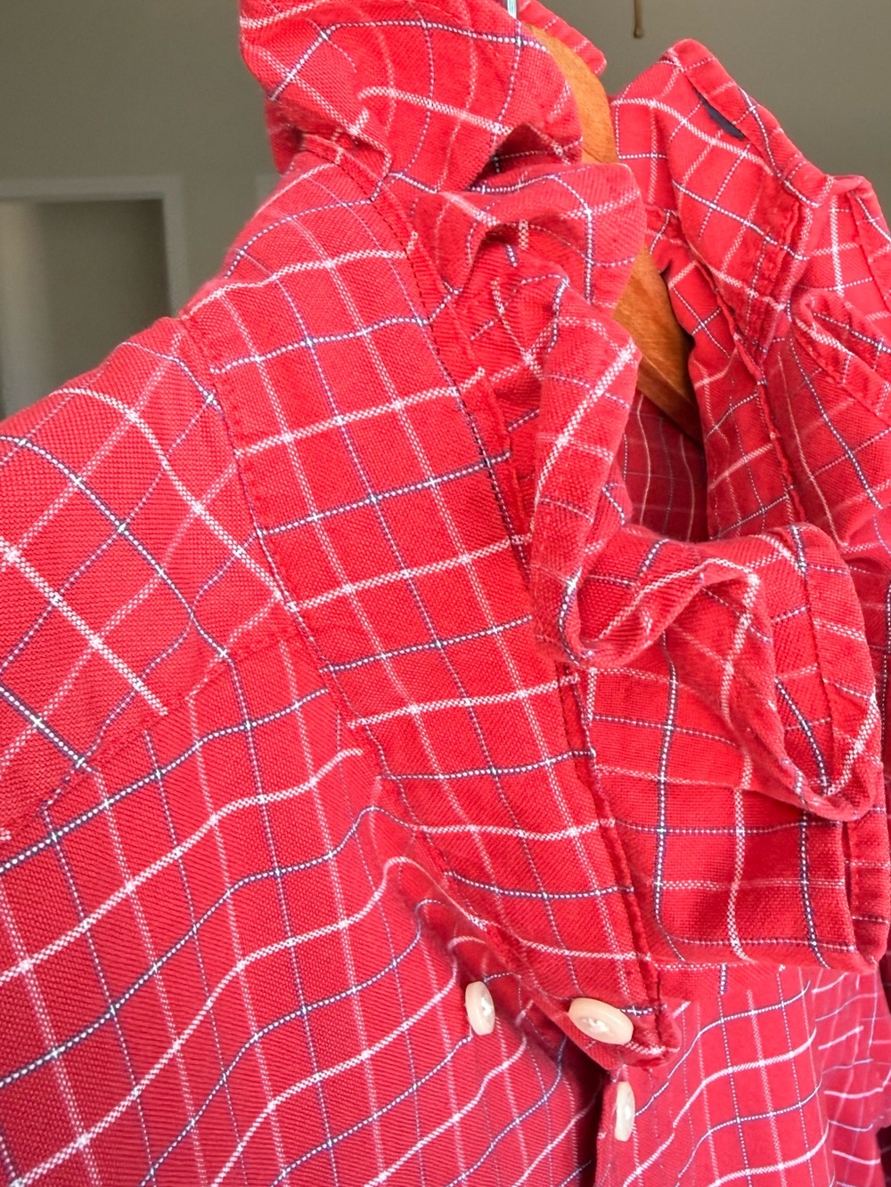 Reloved Upcycle ♻️ Oxford Shirt Red and Blue Check great for Memorial’s Day